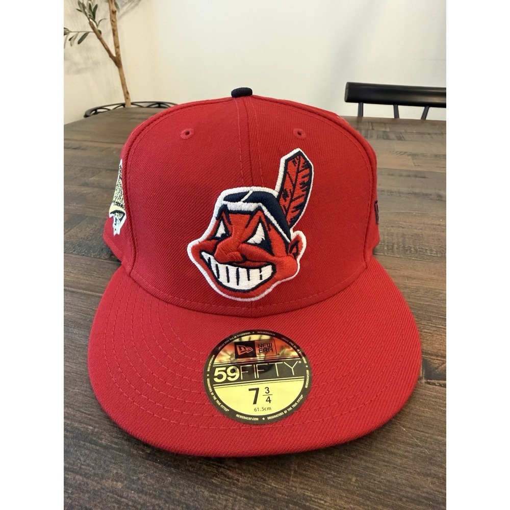 Cleveland Indians Wahoo Sz 7 3/4 1995 WS Discontinued Red New Era Retro Hat Cap